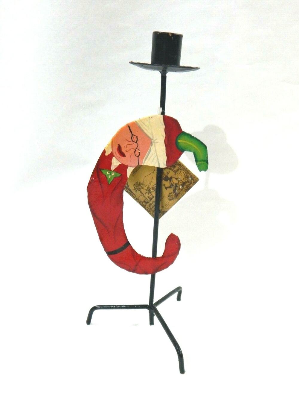 Mrs Clause Venture Products Artisan Metal Sculpture Candle Holder Chili Pepper